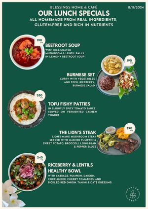 Our new lunch specials menu :) at Blessings Home & Café in Koh Phangan