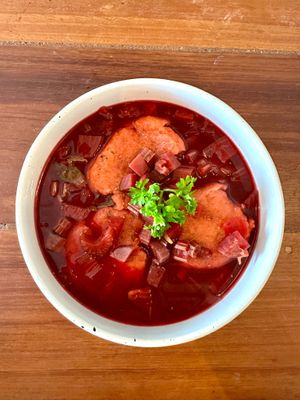 Beetroot soup at Blessings Home & Café in Koh Phangan
