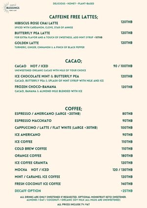 Menu 2026 at Blessings Home & Café in Koh Phangan