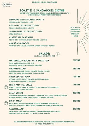 Menu 2026 at Blessings Home & Café in Koh Phangan