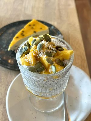 Chia seed pudding with mango/passion  at Blessings Home & Café in Koh Phangan