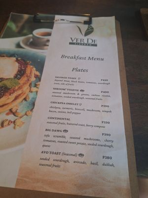 Frühstückskarte at Ver De Siargao in Siargao