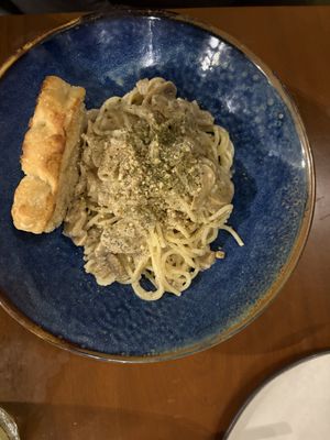 mushroom pasta  at Ver De Siargao in Siargao
