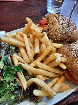 Delicious vegetable sandwich with caramelized onions, grilled red peppers, avocado, hummus, and zucchini at Carnegie Diner & Cafe in New York City
