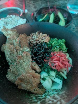 Oyster mushroom udon at KIBOU in Cambridge