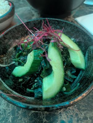 Cucumber goma wakame salad at KIBOU in Cambridge