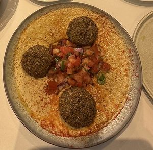 Falafel hummus bowl   at Hummus Eliyahu in Paphos