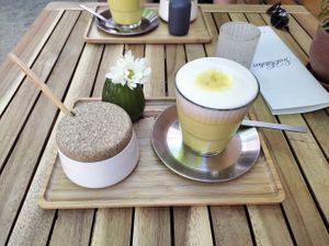 Curcuma latte with almond milk✨  at Soul Kitchen in Sofia