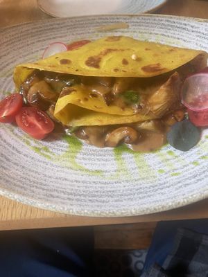 Spinach mushroom pancake  at Soul Kitchen in Sofia