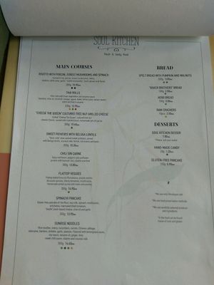 Menu as of January 2018 at Soul Kitchen in Sofia