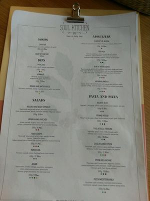 Menu as of January 2018 at Soul Kitchen in Sofia