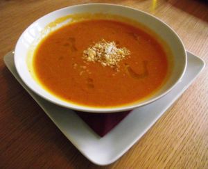 Soup of the day - carrot soup at Soul Kitchen in Sofia