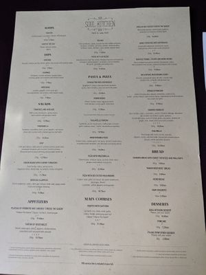 menu at Soul Kitchen in Sofia