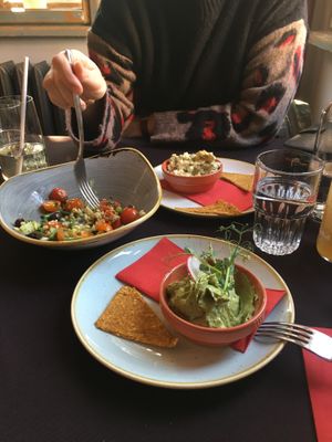 Dips and salad for starter at Soul Kitchen in Sofia