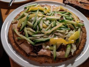 Pizza with oyster mushrooms at Soul Kitchen in Sofia