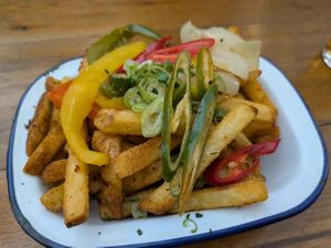 Dirty chips with salt and chilli at Sloans  in Glasgow