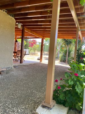 Partial view on to terrace. at Yurts in Cyprus in Simou