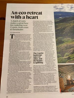 The Observer article. at Yurts in Cyprus in Simou