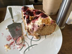Almond fennel seed and morello cherry cake   at Café Petiole in London