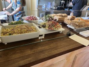 Cabbage and orzo salad and broccoli and noodle salad  at Café Petiole in London