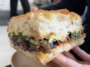 Pickled aubergine with tahini  at Café Petiole in London