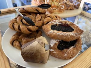Cinnamon scroll and other pastries   at Café Petiole in London