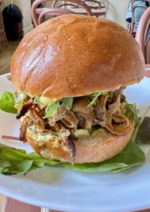 Mushroom sandwicyum  at Café Petiole in London