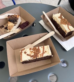 Sticky toffee pudding cake (x2) & New York cheesecake  at Café Petiole in London