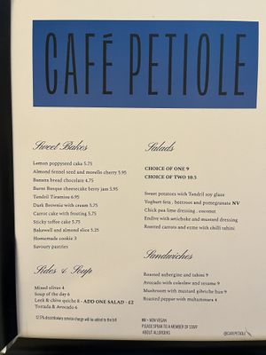 Menu   at Café Petiole in London