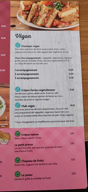 Section végane dans le menu. at Dame Tartine  in Saint-hyacinthe