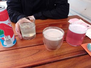 Kokoswasser fountain of youth, Schokolade und homemade lemonade at Wanda in Berlin