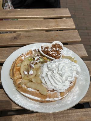 pear waffle with speculoos  at Guava in Sittard