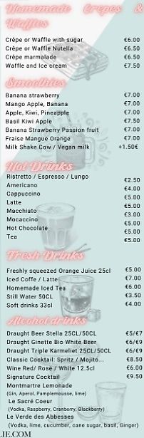 Beverages menu at Maison Milie in Paris