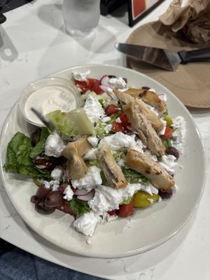 Chicken Greek salad. Violife feta   at Roman's Pizza House in Absecon