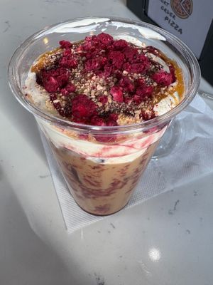 Vegan raspberry crush drink with crushed freeze dried raspberries on top + vegan whip? omg. Such a treat! at Roman's Pizza House in Absecon