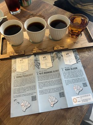 Bright and sweet coffee flight  at Big Island Coffee Roasters in Hilo