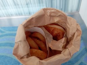 Onion rings and Curry bread at HND - Chaya Vegan Friendly Tokyo - T3 in Ota