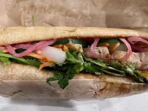 Banh mi (w jackfruit) #Veganuary at Le Croissant in Logan