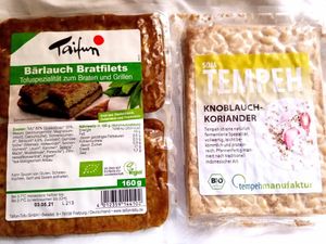Tofu and tempeh, they have many different different ones!! at Maran Vegan in Vienna