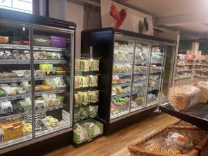 Such a huge selection on vegan meats, cheeses, cakes, chocolates and much more!   at Maran Vegan in Vienna