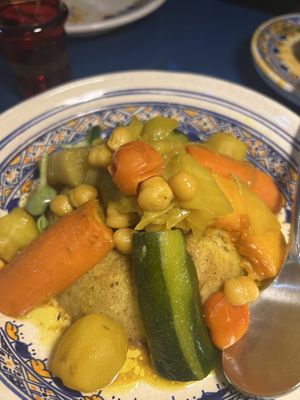 Cous cous with vegetables   at Riad Majorelle in Milan