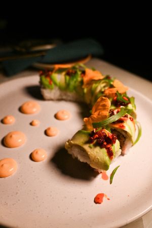 Vegan Sapphire Roll Made with Jackfruit at Jade Beverly Hills in Beverly Hills