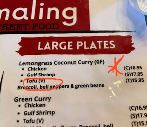 Tofu option  at Mamaling in Palm Coast