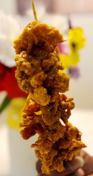 Fried Oyster Mushroom Skewer at Big Belly Vegan in Sanford