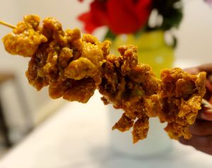 Fried Oyster Mushroom Skewer at Big Belly Vegan in Sanford