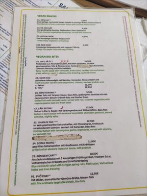 Extra vegan menukaart at Kotti Dang in Berlin