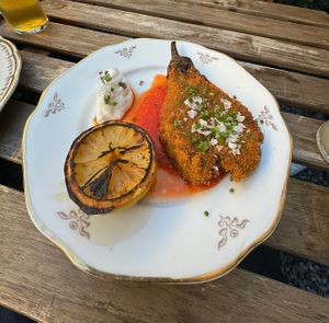Cotolette di Melanzane, Grilled Papprikasås, Aïoli   at Fir in Malmo