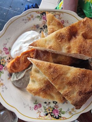 Bread with 3 dips at Fir in Malmo