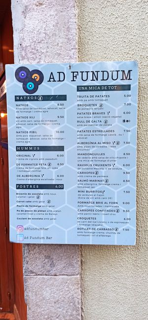 Carta at Ad Fundum Bar in Barcelona