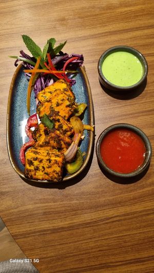 Paneer tikka with mint saus at Indian Barbecue Restaurant  in Hilversum